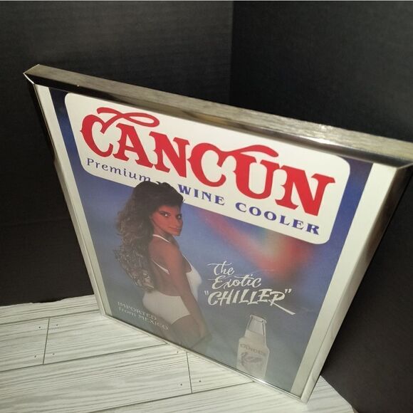 Cancun Premium Wine Cooler Bar Sign Vintage Man Cave 16in x 12in Exotic Chiller - Picture 7 of 8